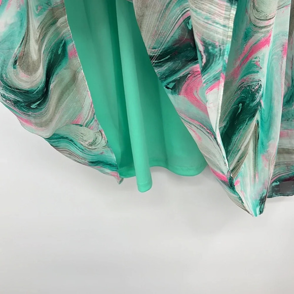 Adrienne Sundress Womens Small Green Swirl Print Flowy Spaghetti Strap Tunic - Picture 2 of 8